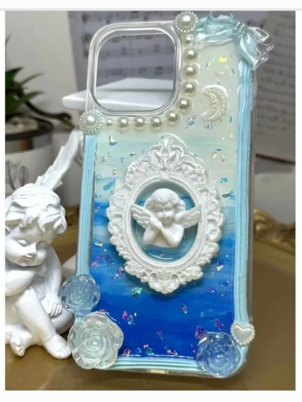 iPhone 13promax Baroque butterfly or angel or mirror Phone Case,Handmade case